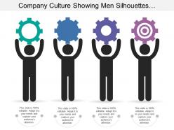 Company culture showing men silhouettes with gears and text option
