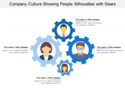 Company culture showing people silhouettes with gears