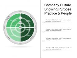Company culture showing purpose practice and people