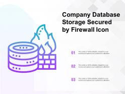 Company database storage secured by firewall icon