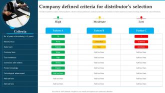 Company Defined Criteria For Distributors Selection Distribution Strategies For Increasing Sales