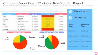 Company departmental task and time tracking report