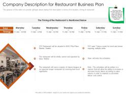 Company description for restaurant busrestaurant business plan restaurant business plan ppt slide