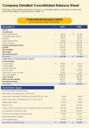 Company detailed consolidated balance sheet presentation report infographic ppt pdf document