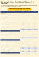 Company detailed consolidated statements of cash flow presentation report infographic ppt pdf document