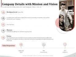 Company details with mission and vision ppt designs