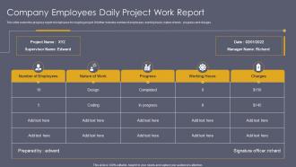 Company Employees Daily Project Work Report