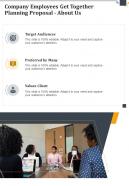 Company Employees Get Together Planning Proposal About Us One Pager Sample Example Document