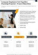 Company Employees Get Together Planning Proposal Project Objectives One Pager Sample Example Document