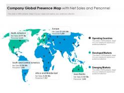Company global presence map with net sales and personnel