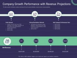 Company Growth Performance With Revenue Projections Ppt Powerpoint Outline Gridlines