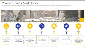Company History And Milestones Building Construction Company Profile