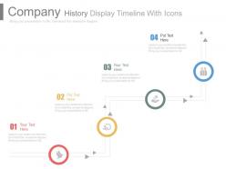 Company history display timeline with icons powerpoint slides