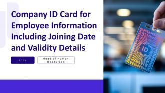 Company ID Card For Employee Information Including Joining Date And Validity Details PPT Presentation AT