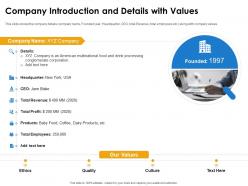 Company Introduction And Details With Values Ppt Outline Show