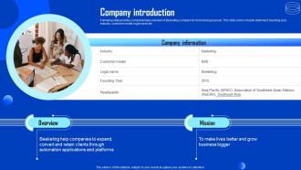 Company Introduction Beeketing Investor Funding Elevator Pitch Deck