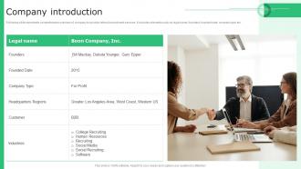 Company Introduction Boon Investor Funding Elevator Pitch Deck