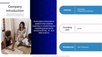 Company Introduction Datatron Investor Funding Elevator Pitch Deck