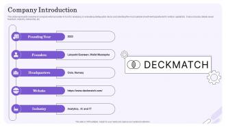 Company Introduction Deckmatch Investor Funding Elevator Pitch Deck