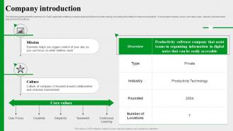 Company Introduction Evernote Investor Funding Elevator Pitch Deck