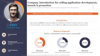 Company Introduction For Selling Application Shopping App Development And Play