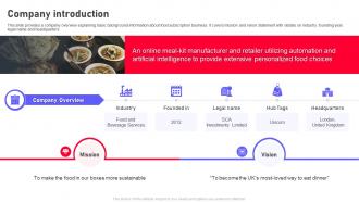 Company Introduction Gousto Investor Funding Elevator Pitch Deck
