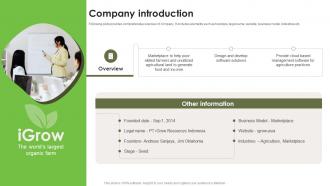 Company Introduction Investment Proposal Deck For Sustainable Agriculture