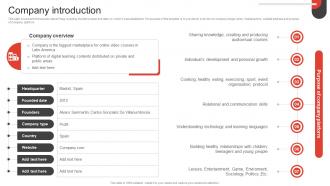 Company Introduction Investor Funding Elevator Pitch Deck For Online Education Platform