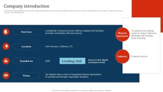 Company introduction Lending club investor funding elevator pitch deck