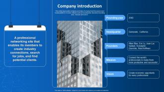 Company Introduction Linkedin Series B Investor Funding Elevator Pitch Deck