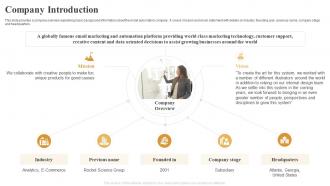 Company Introduction Mailchimp Investor Funding Elevator Pitch Deck