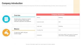 Company Introduction Marketing Automation Strategy Platform Investment Ask Pitch Deck