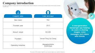 Company Introduction Messaging App Investor Funding Elevator Pitch Deck