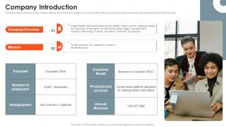 Company Introduction Online Creator Community Investor Funding Elevator Pitch Deck