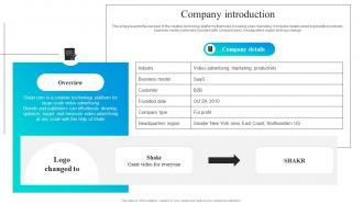 Company Introduction Shakr Investor Funding Elevator Pitch Deck