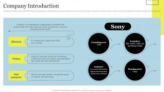 Company Introduction Sony Investor Funding Elevator Pitch Deck
