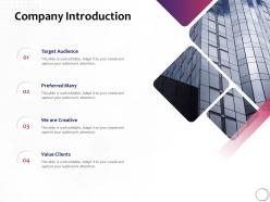 Company introduction target audience ppt powerpoint icon designs