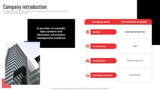 Company Introduction Thermofisher Scientific Investor Funding Elevator Pitch Deck