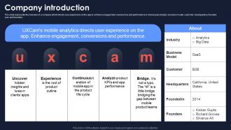 Company Introduction Uxcam Investor Funding Elevator Pitch Deck