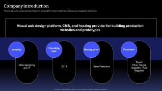 Company Introduction Webflow Investor Funding Elevator Pitch Deck