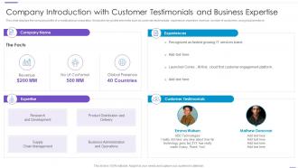 Company Introduction With Customer Testimonials And Business Expertise