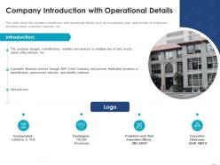 Company Introduction With Operational Details Consider Inorganic Growth Expand Business Enterprise