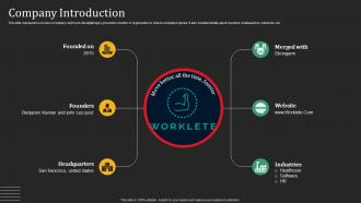 Company Introduction Workplace Safety Training Providing Organization Investor Funding Elevator Pitch Deck