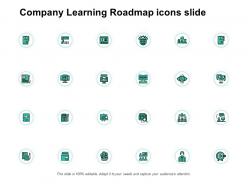 Company learning roadmap icons slide our goal gears e238 ppt powerpoint presentation