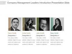 Company Management Leaders Introduction Presentation Slide