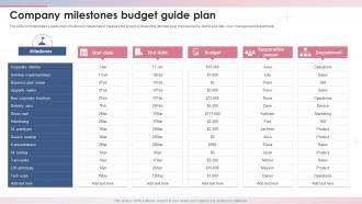Company Milestones Budget Guide Plan
