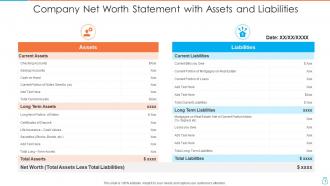 Company net worth statement with assets and liabilities