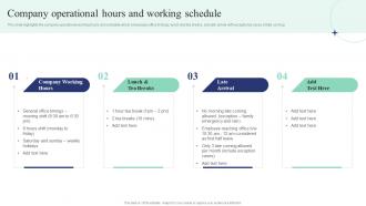 Company Operational Hours And Working Schedule Corporate Induction Program For New Staff