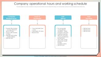 Company Operational Hours And Working Schedule New Employee Induction Programme