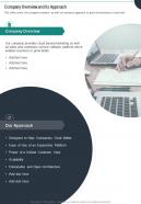 Company overview and its approach presentation report infographic ppt pdf document